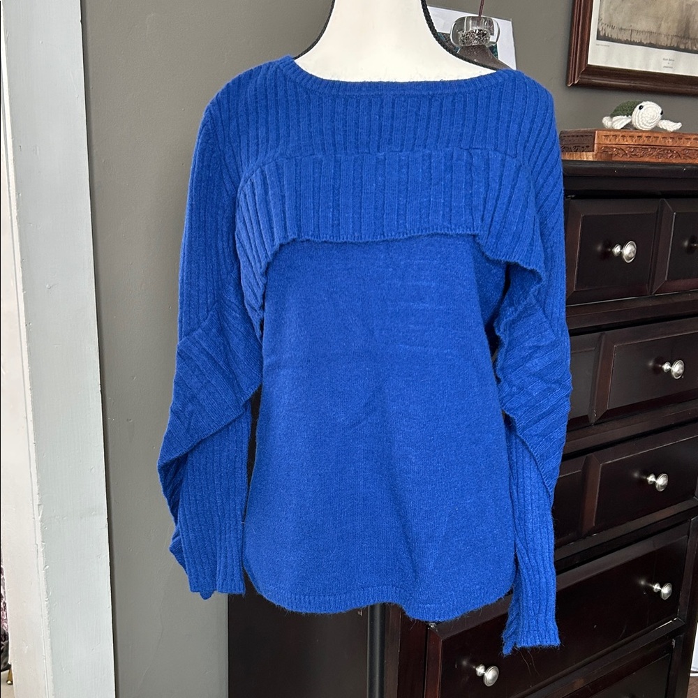 Central Park West Royal Blue Crew Neck Sweater